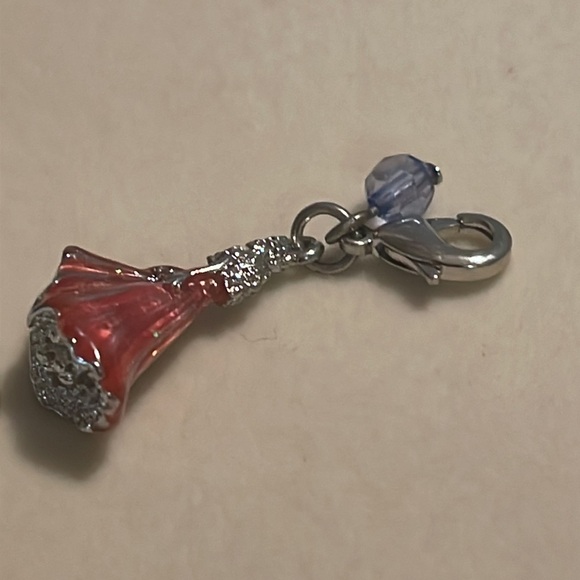 1.5” silver tone pink enamel princess charm pendant with jump hoop - Picture 4 of 11